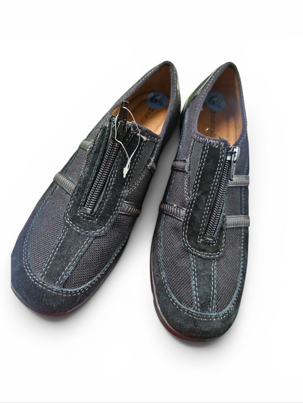 Womans  Casual Zip-Front Slip-On Shoes in Dark Gray